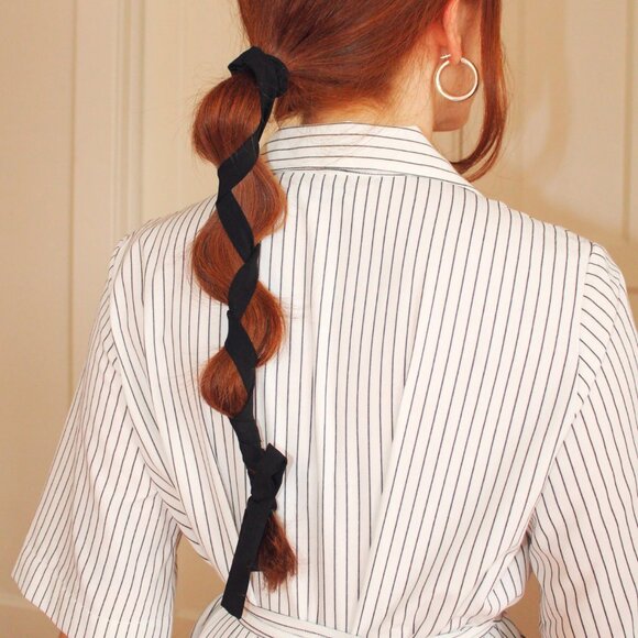 NWOT A Bronze Age Black 100% Silk Hair Wrap - Picture 1 of 10